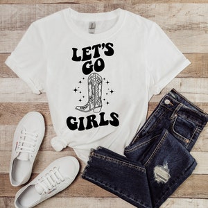 Let&#39;s go girls cowgirl boot PNG, sublimation use only in black & pink