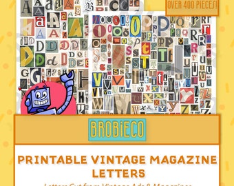 Printable Vintage Magazine Cutout Letters for Collage or Junk Journal