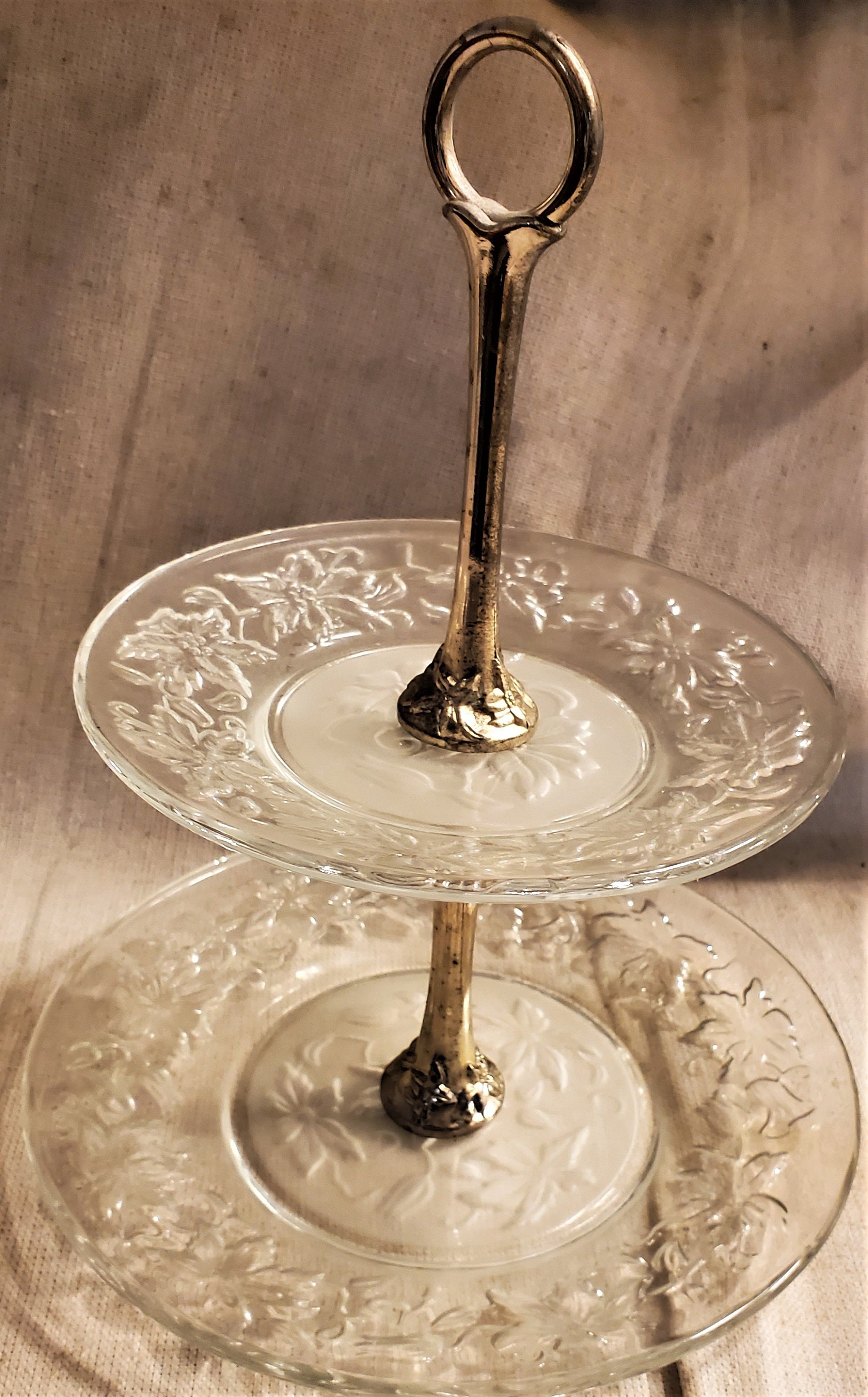 Vintage Crystal 2 Tier Princess House Serving Tray Etched and Etsy