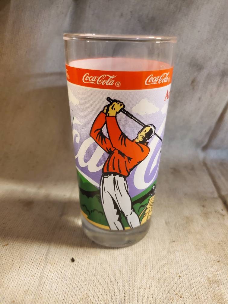 Vintage 1980's Striped Coca-Cola Tall Tumbler Glasses