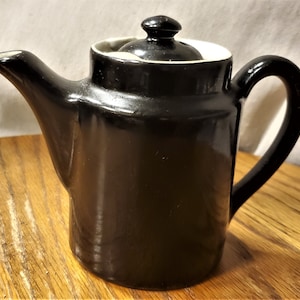 Tetera vintage de un solo servicio, vajilla negra para restaurante, porcelana de piedra de hierro con tapa, utensilios de cocina Retro