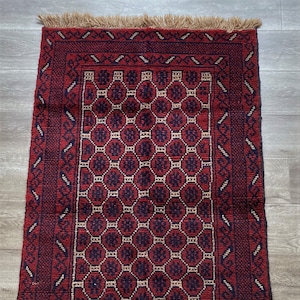 Alfombra baluch afgana anudada a mano: alfombra tribal de lana de 1,2 x 0,9 m