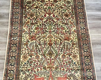 YUCHEN RUG 4.5'x6.5' Silk Carpet Blue Persian Handmade Tabriz Area Rug for Living Room YUCHEN RUG 4.5'x6.5' Silk Carpet Blue Persian Handmade Tabriz Area Rug for Living Room