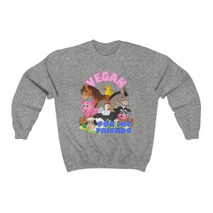 Heavy Blend Crewneck Sweatshirt,"VEGAN For my Friends", Cute Cartoon animal design by CloverRiot