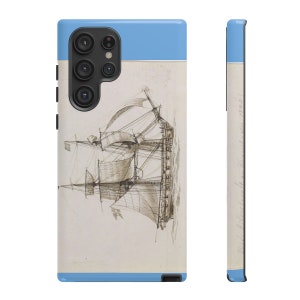 Tough phone case for Iphone and Samsung Galaxy, &quot;Tall Ship&quot; By Eckersberg, soft blue background