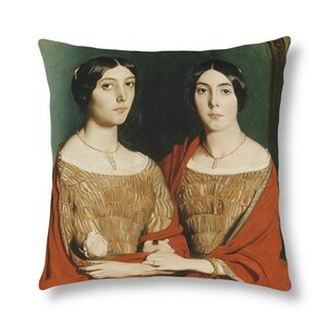 Louvre Collection,&quot;Mesdemoiselles Chassériau&quot;, Portrait by Théodore Chassériau,Waterproof Broadcloth Pillow for patio, fire pit, camping