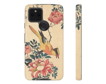 Art Printed Tough Phone Case for Iphone and Samsung Galaxy, "Gray Wagtail" Japanese print by Utagawa Hiroshige