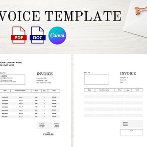 Editable Printable Invoice Template | Customizable Sales Receipt | Instant Download Business Invoice | Professional Receipt Template