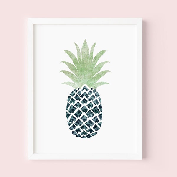 Tropical Pineapple Decor | Navy Blue Pineapple Prints | Pineapple Wall Art | Pineapple Nursery | Digital Download