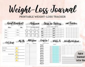 Weight-Loss Tracker Printable | Weight-Loss Journal Pages | Fitness Tracker