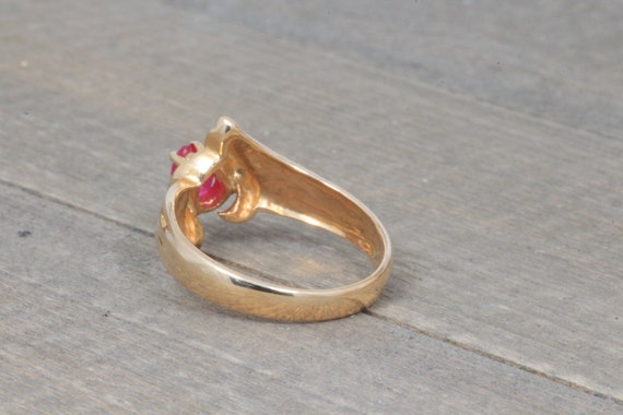 14k Gold Pear Cut Ruby Ring Size 6 1/2 - image 6