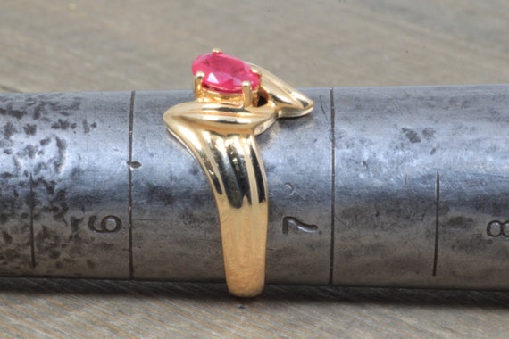 14k Gold Pear Cut Ruby Ring Size 6 1/2 - image 10