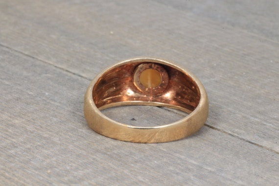 10k Gold Orange Cat's Eye Ring Size 10 1/4 - image 5