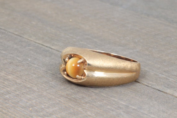 10k Gold Orange Cat's Eye Ring Size 10 1/4 - image 8