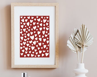 Love Hearts Poster (Weiß/Rot)