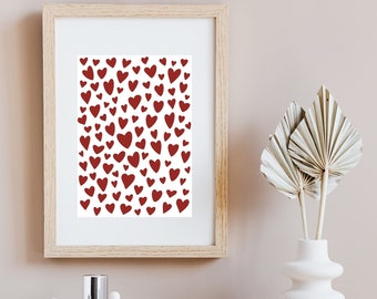 Love Hearts Poster (Red/White)