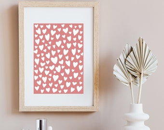 Love Hearts Poster (White/Pink)