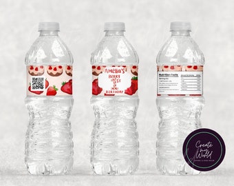 Berry First Birthday Water Bottle Labels- 1st Birthday Digital or Printed & Shipped