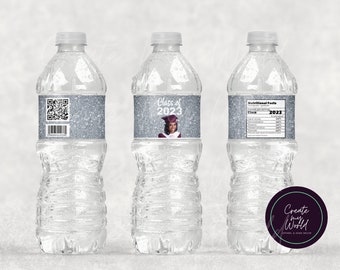 Custom Graduation Water Bottle Labels- Digital or Printed & Shipped