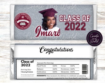 Custom Graduation Candy Wrapper- Digital File or Printed & Shipped