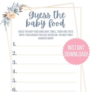 Errate das Baby-Speise-Spiel / Babyparty-Spiele / Westliche Babyparty / Blaue Babyparty