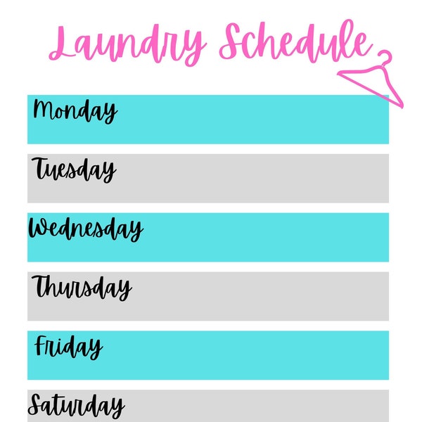 Laundry Schedule Etsy