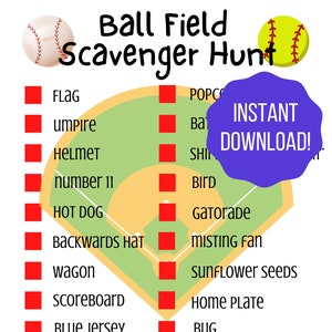 Baseball/Softball Game Scavenger Hunt