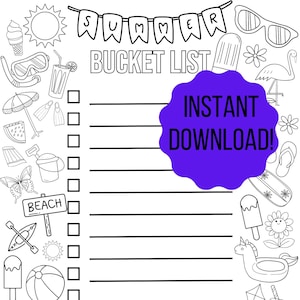 Summer Bucket List for Kids / Summer Bucket List coloring page