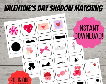 Valentine's Day Shadow Matching Toddler Printable Activity