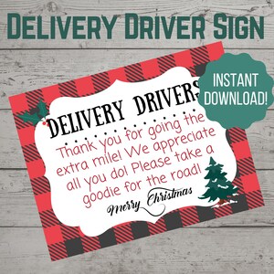 Delivery Driver Sign | Holiday Thank you Sign
