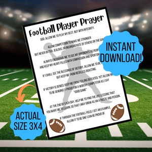Football Player Prayer | Football Printable | Football Tag