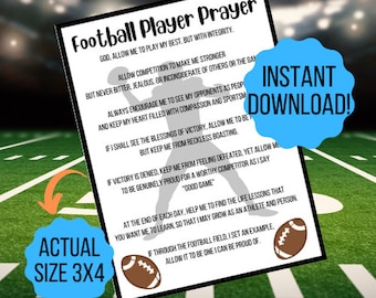 Football Player Prayer | Football Printable | Football Tag - Etsy