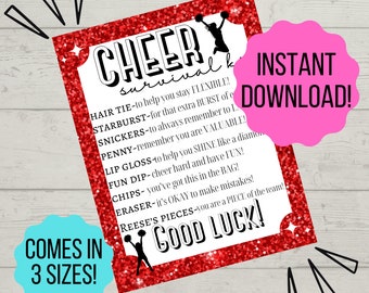 Cheer Survival Kit Printable Tag Red /Cheerleading Survival Kit