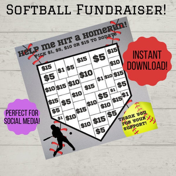 Softball Fundraiser / Softball Homerun fundraiser / Easy Fundraiser