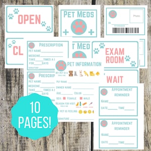 Veterinarian Dramatic Play Printables / Vet Pretend Play / Dramatic Play Center / Learn through Play