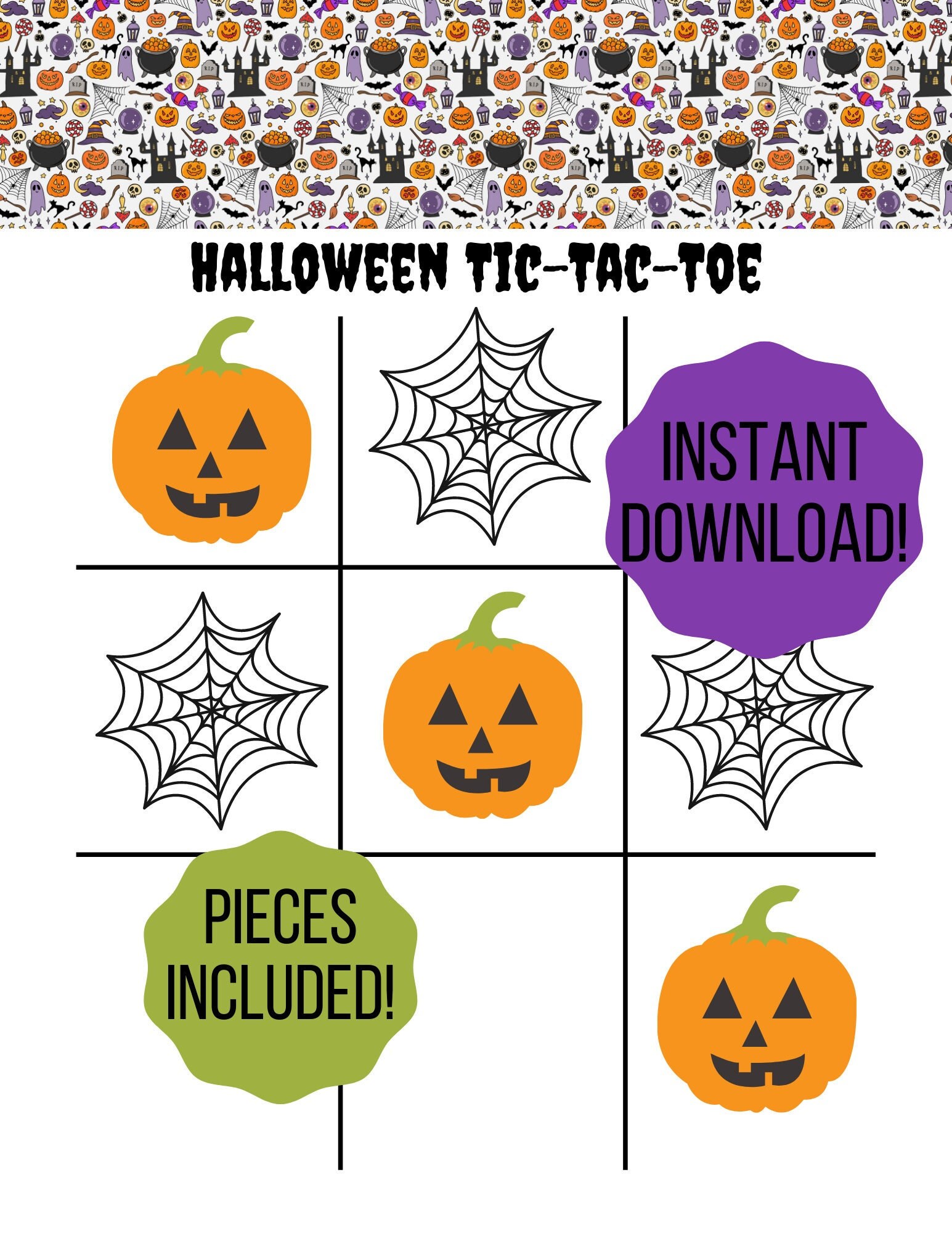Halloween Tictactoe Printable Activity Etsy