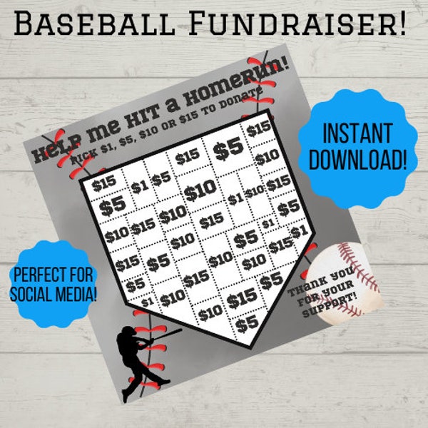 Baseball Fundraiser / Social Media Fundraiser Baseball /  Baseball Team / Baseball Player /NOT EDITABLE