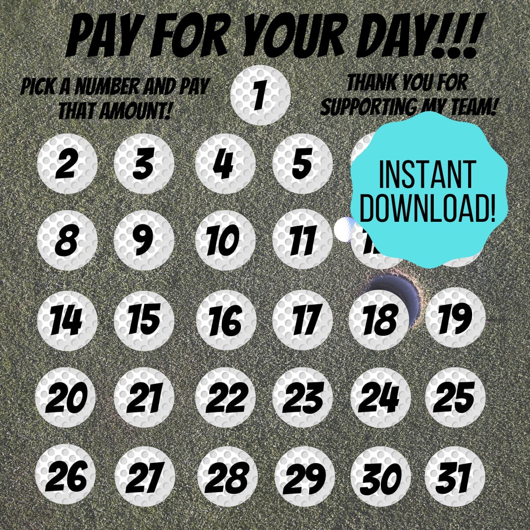 Golf Pay Day Calendar Fundraiser Etsy