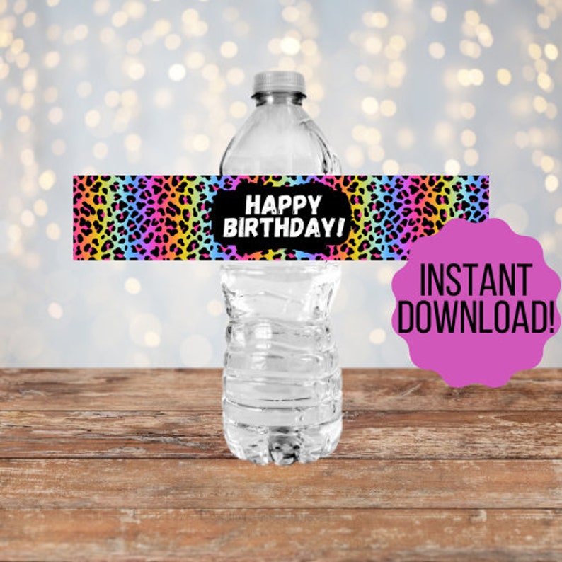 30pcs Happy Birthday Water Bottle Labels Adhesive Bottle Labels Stickers Castle Flowers Waterproof Water Bottle Wraps Party Favor Decorations Birthda
