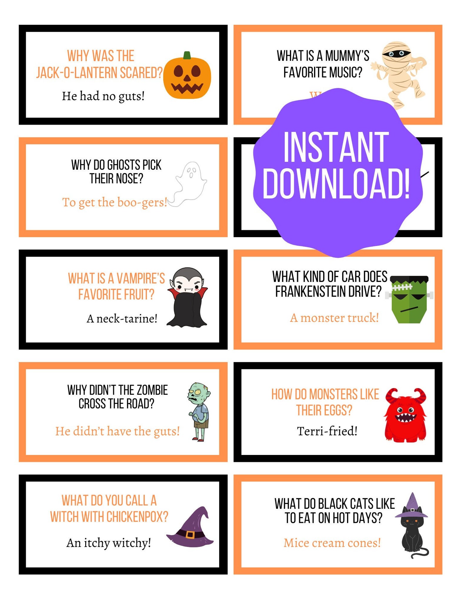 Halloween Lunchbox Joke Printable - Etsy