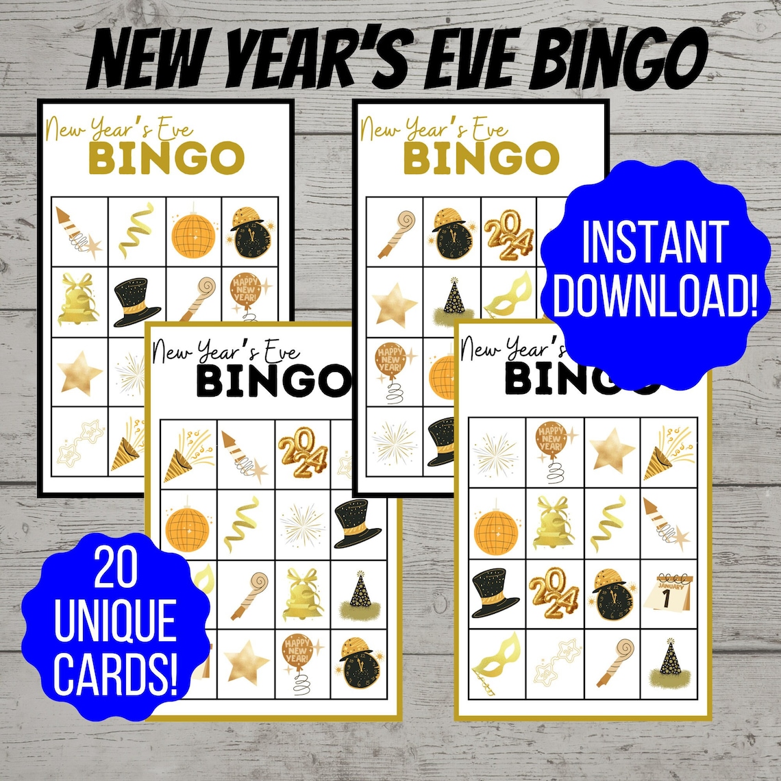 Silvester Bingo Spiel Silvester Party Spiel Silvester zum Ausdrucken