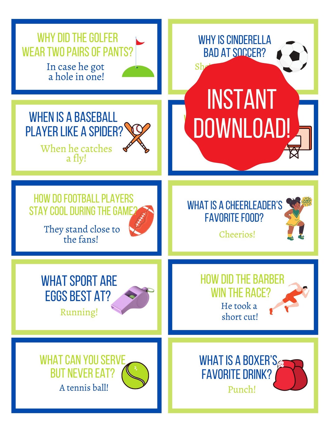 Sports Lunchbox Joke Printable / Jokes for Kids - Etsy