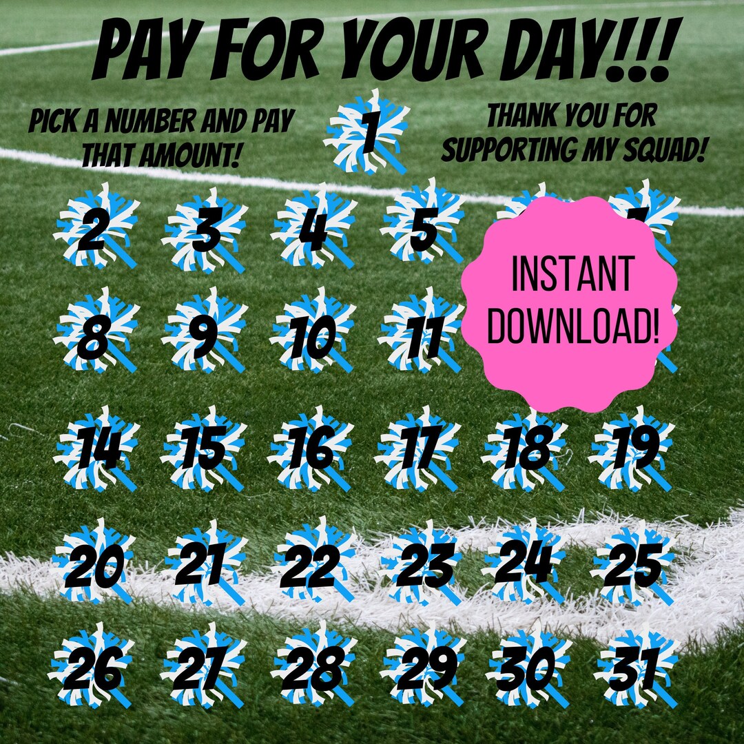 Cheer Payday Calendar Carolina Blue Cheer Fundraiser Etsy