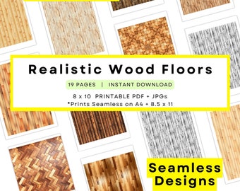 Dollhouse Printable Wood Flooring Scale 1.6 1.12 Diorama Digital Download PDF JPG 8x10 Digital Paper