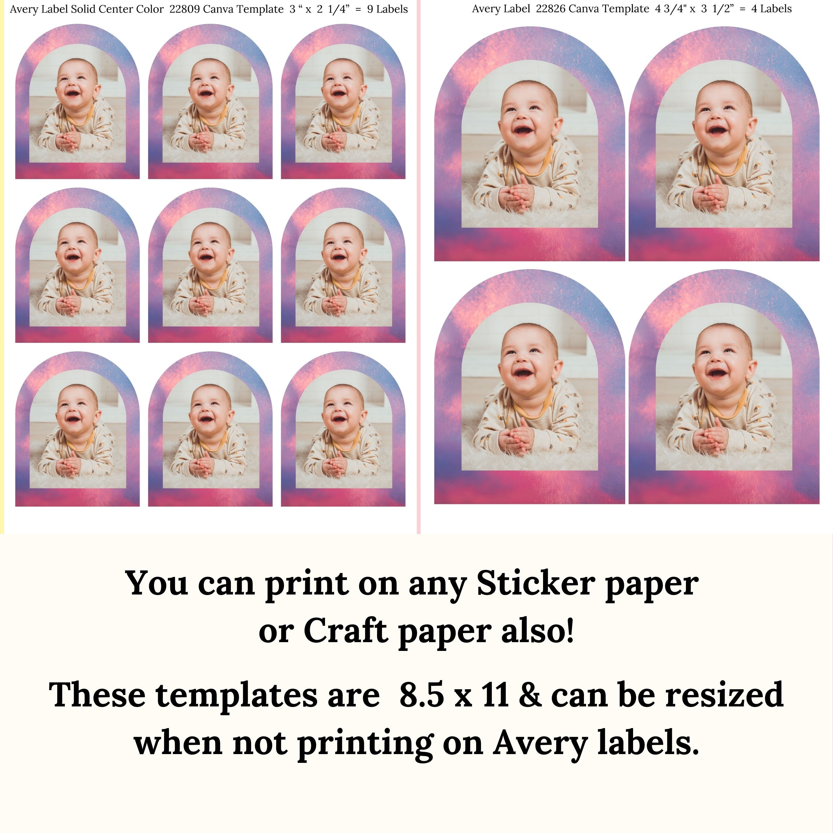 Canva Frame Sticker Template Avery Labels 22809 22826 Arch Printable