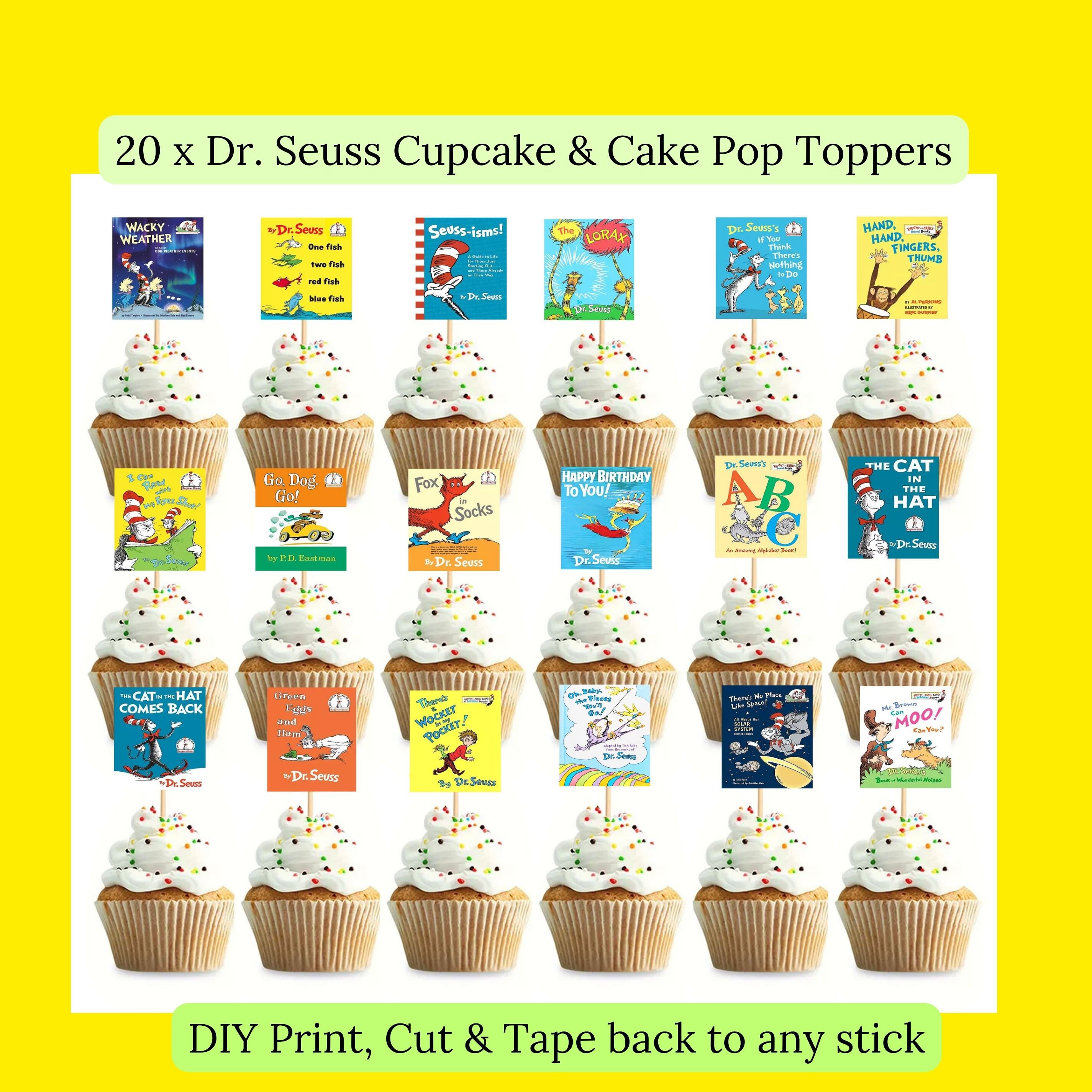 Dr Seuss Cupcake Toppers Printable Instant Digital Download Birthday ...