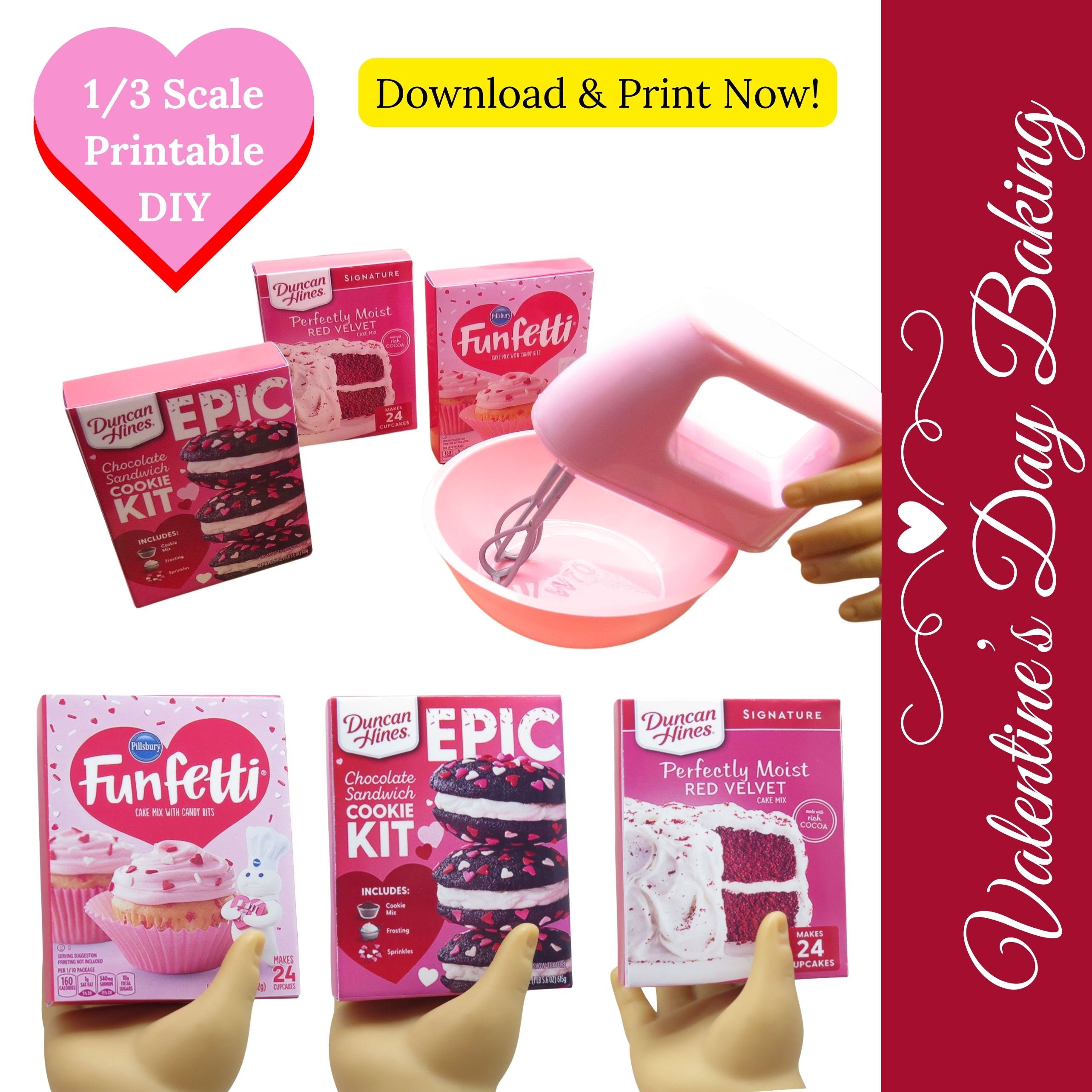 1/3 Valentines Day Baking Mixes Printable Food Boxes 18 Doll Groceries ...