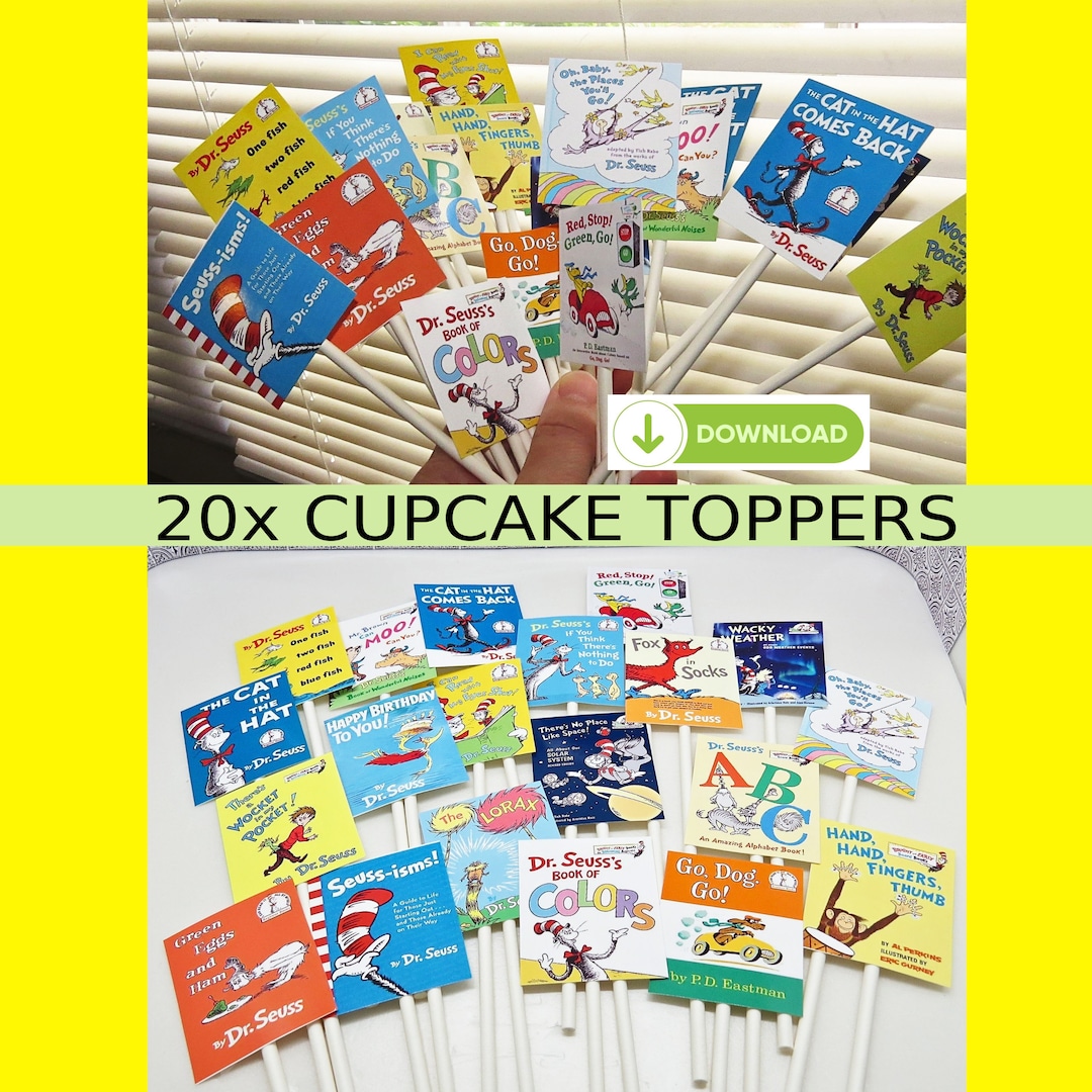 Dr Seuss Cupcake Toppers Printable Instant Digital Download Birthday ...