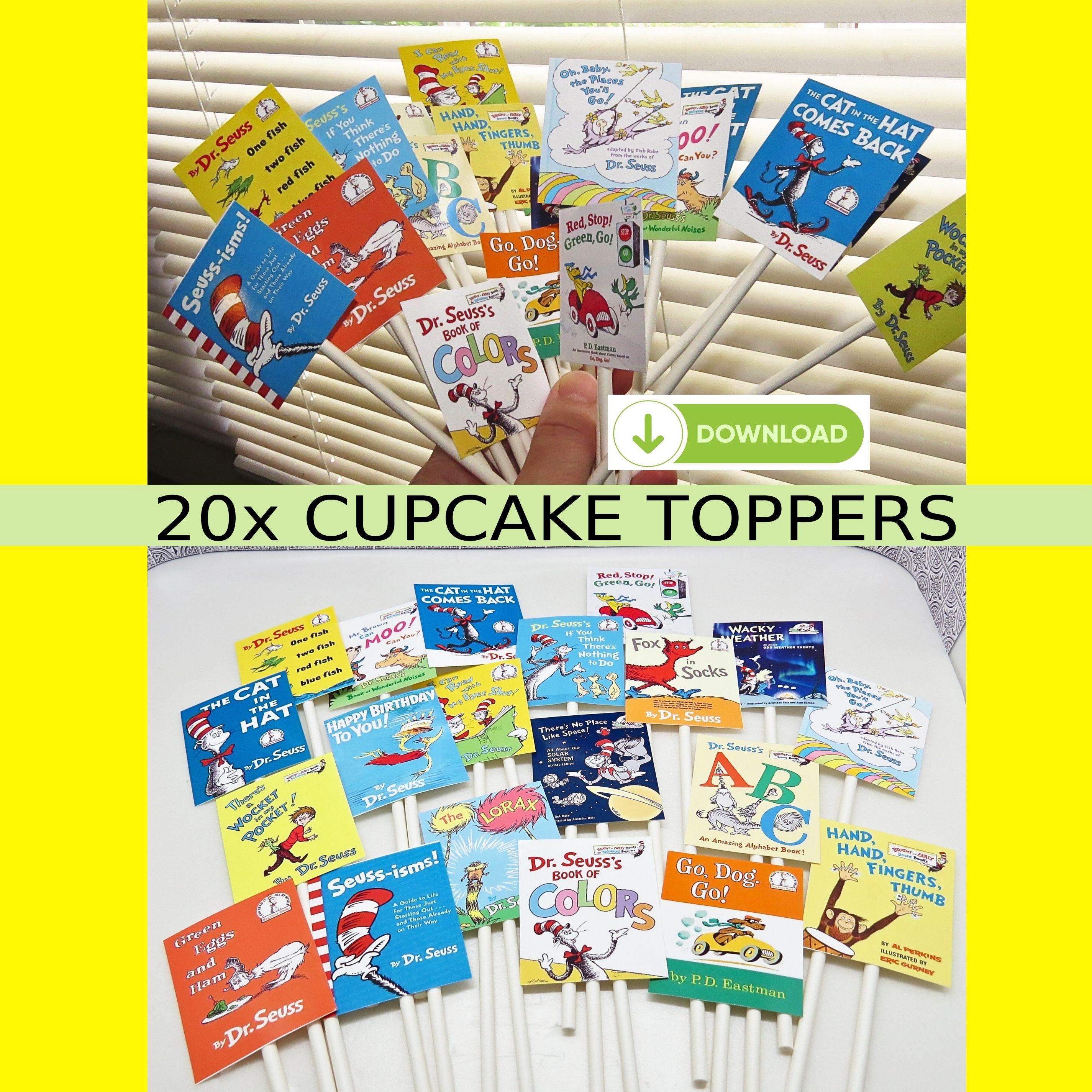 Dr Seuss Cupcake Toppers Printable Instant Digital Download Birthday ...