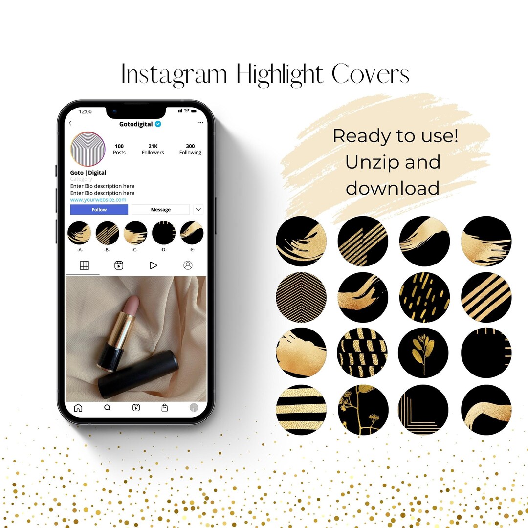 Black and Gold Instagram Highlight Cover Ig Highlight Gold Instagram